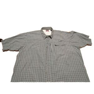Wrangler  3XL Short Sleeve Green/ White Plaid Men's Button Down Shirt‎